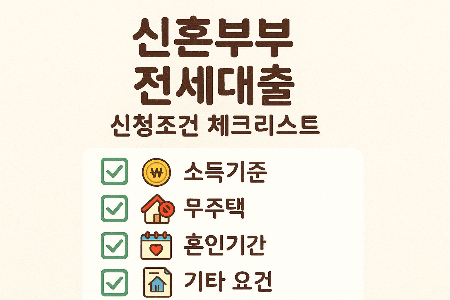 신혼부부 전세대출 신청조건 체크리스트