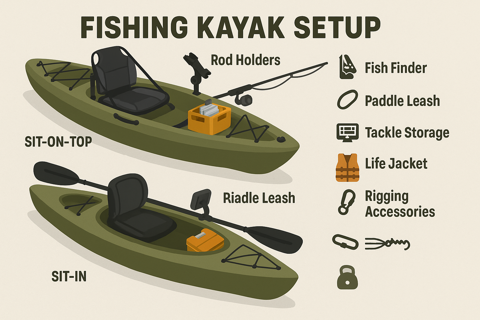 Fishing Kayak Setup Accessories Infographic