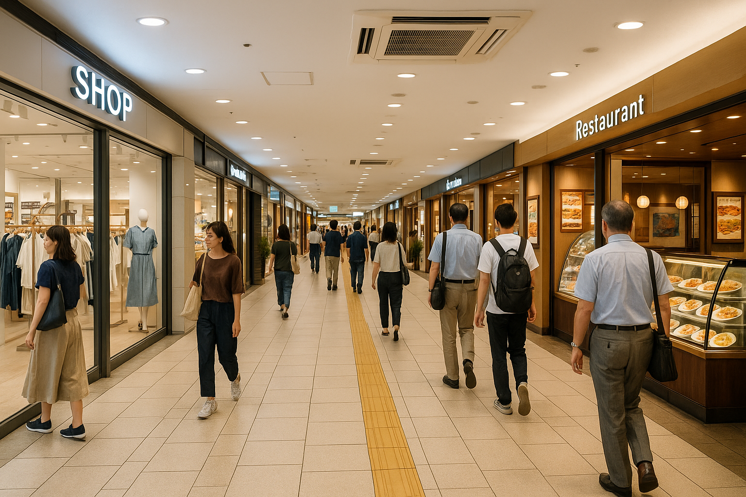 Tokyo underground shopping mall with air conditioning