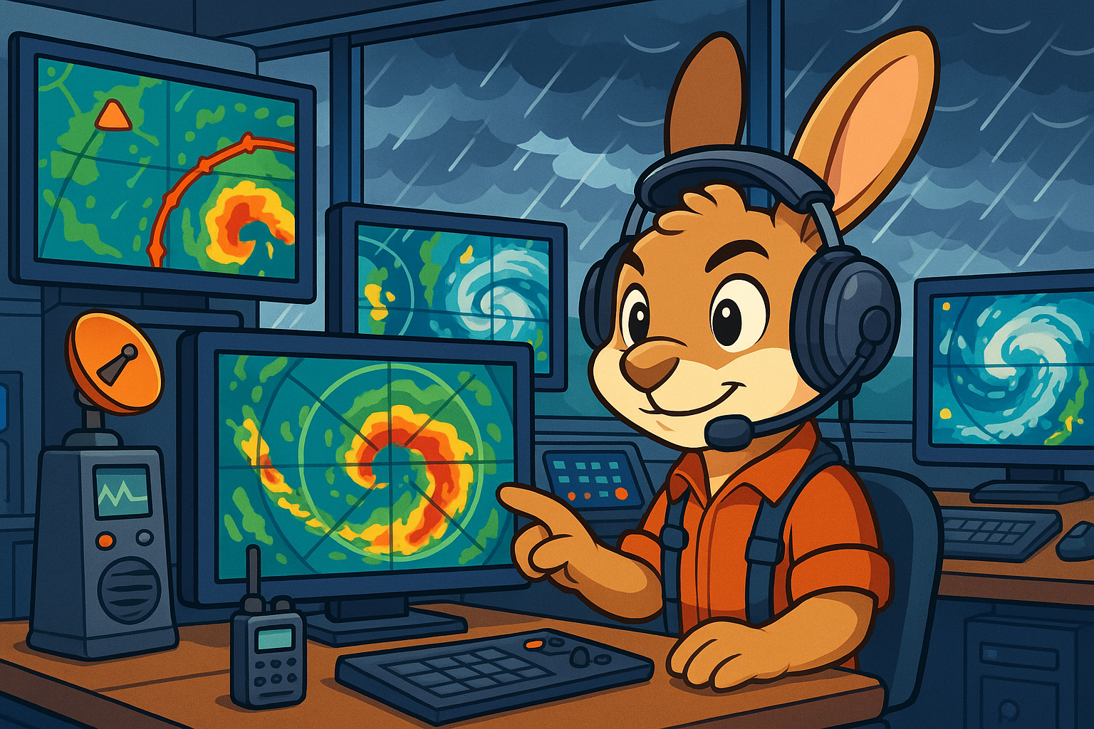 Radar Rabbit in weather control center
