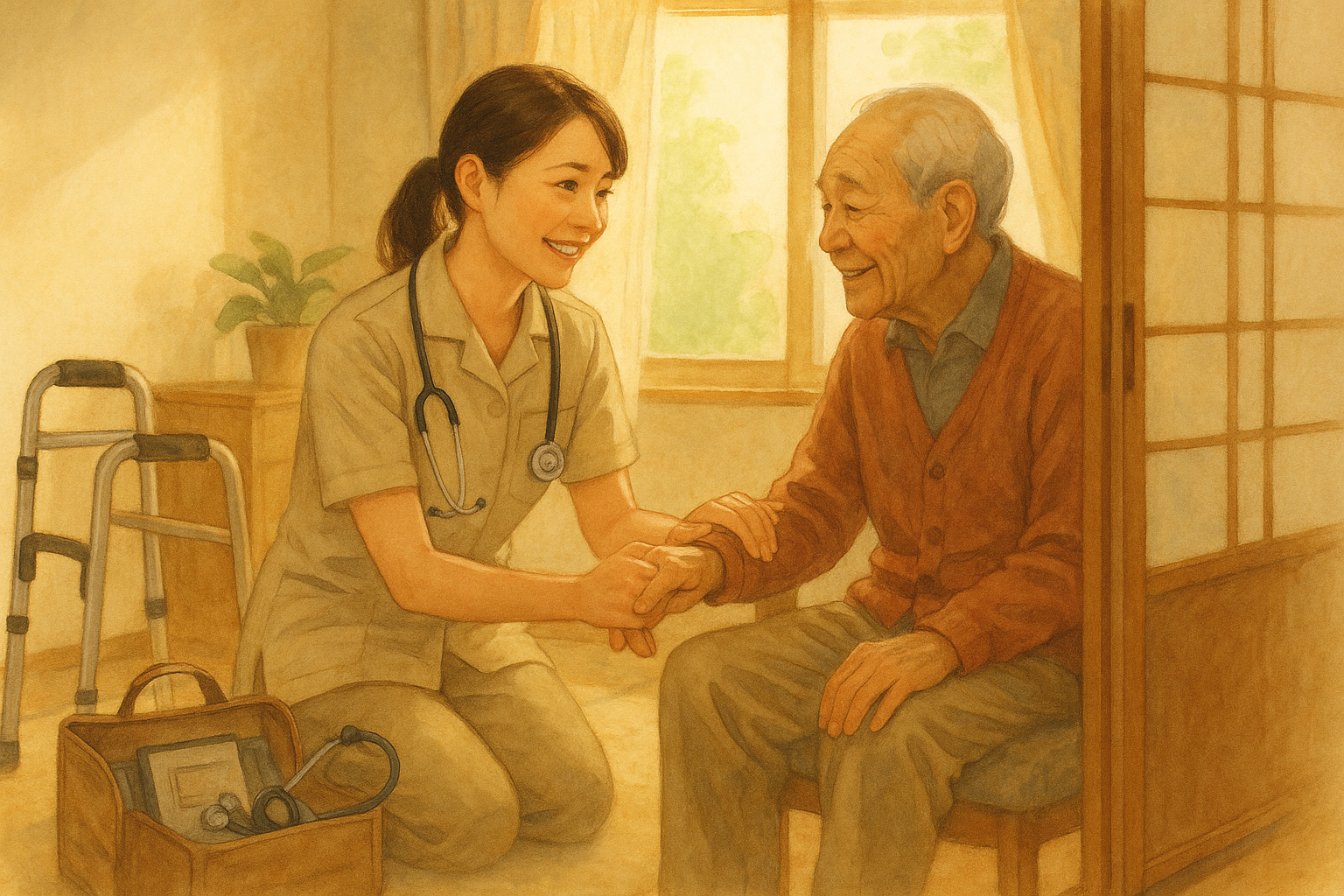 訪問看護の温かいシーン