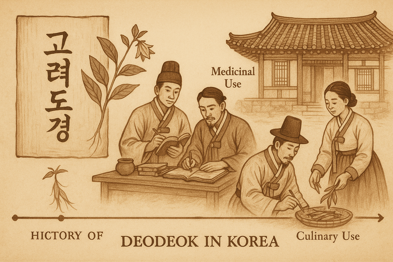 더덕의 역사를 보여주는 일러스트