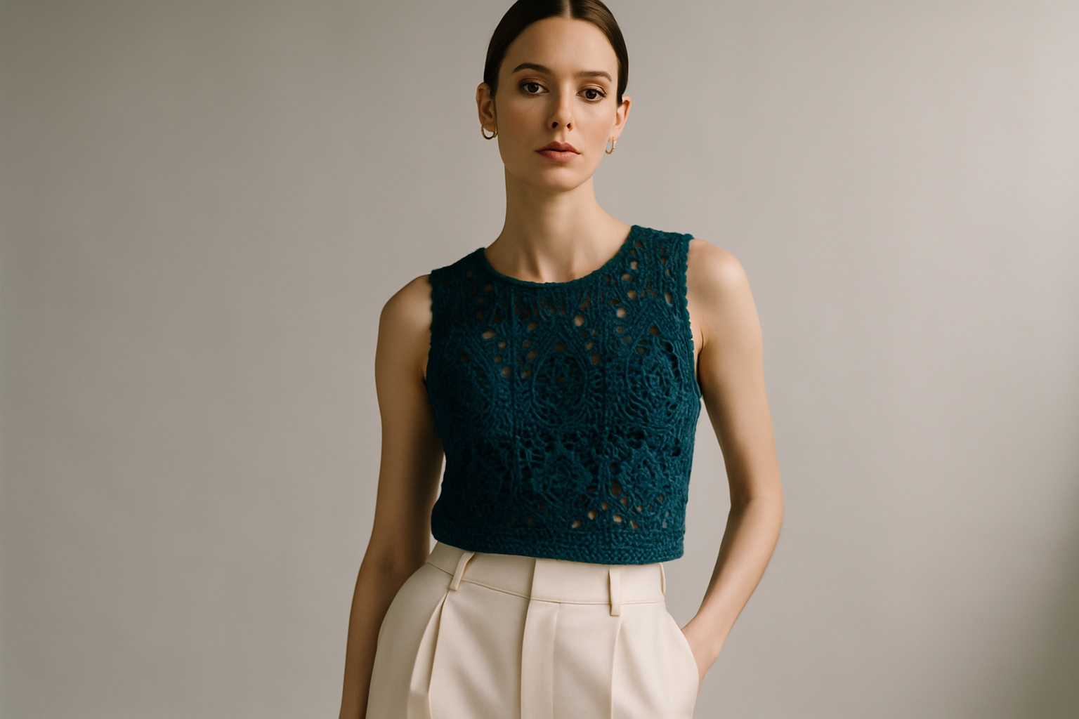 Teal Crochet Top
