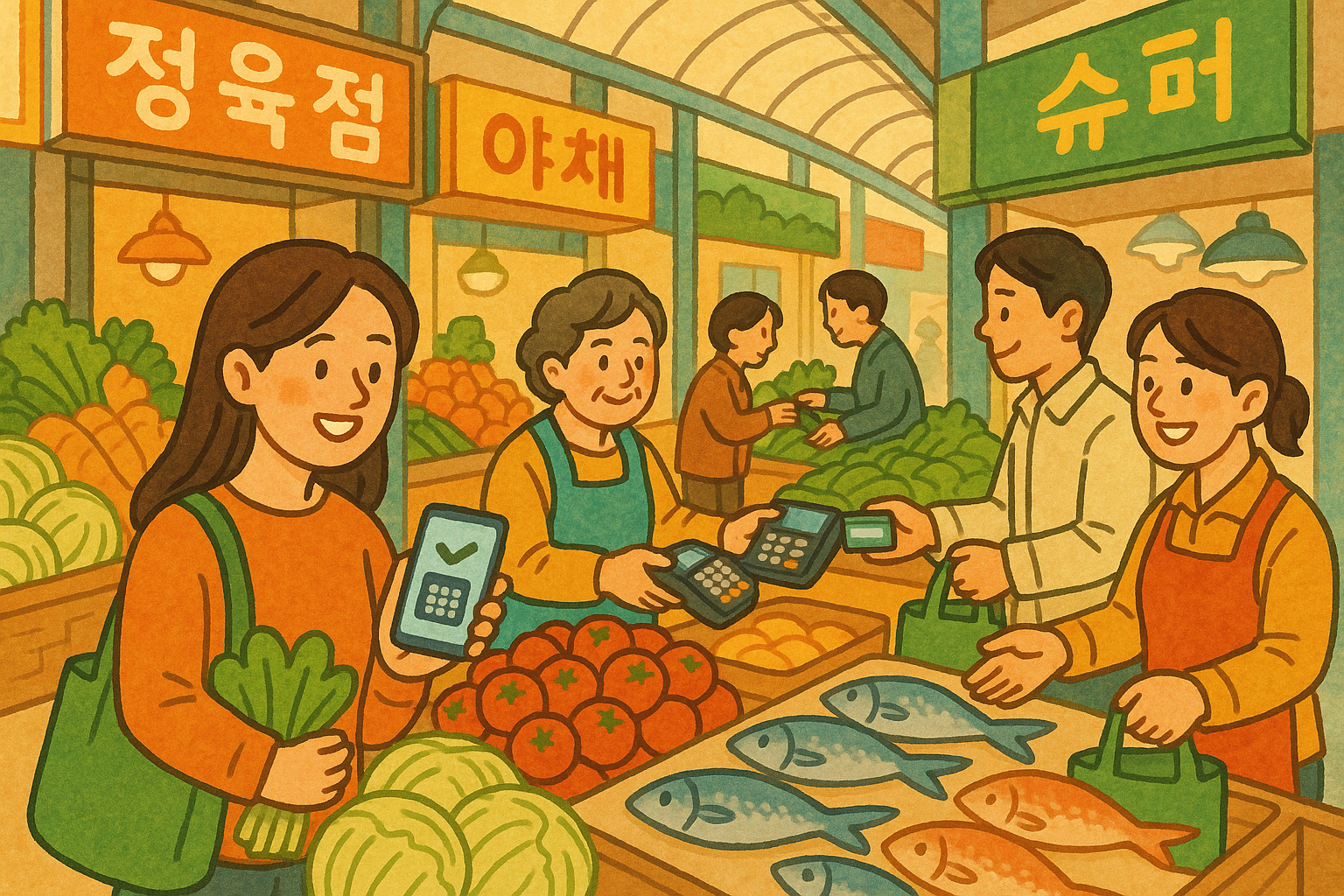전통시장 쇼핑 모습