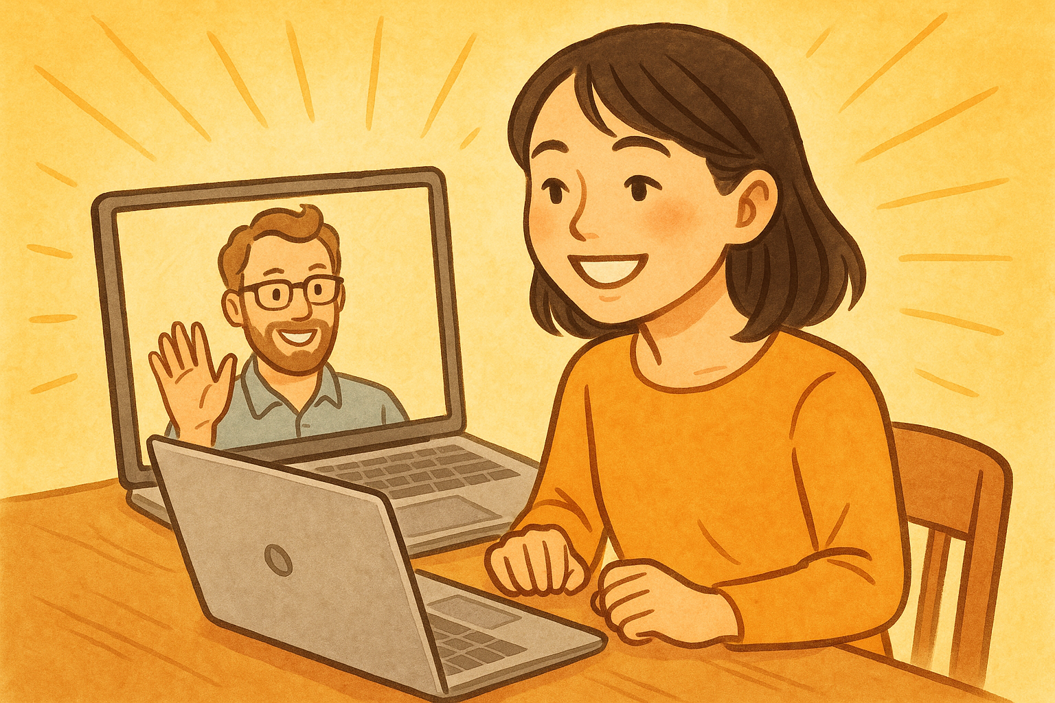 オンライン英会話で勇気を出す初心者のイメージ