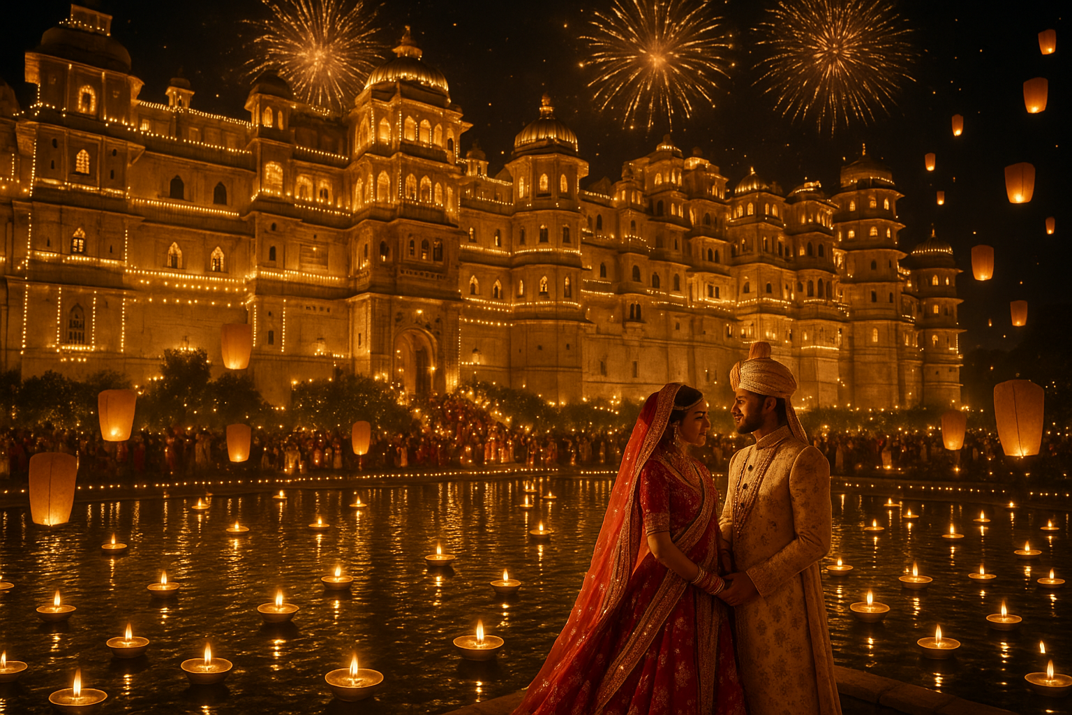 Royal Palace Wedding at Night