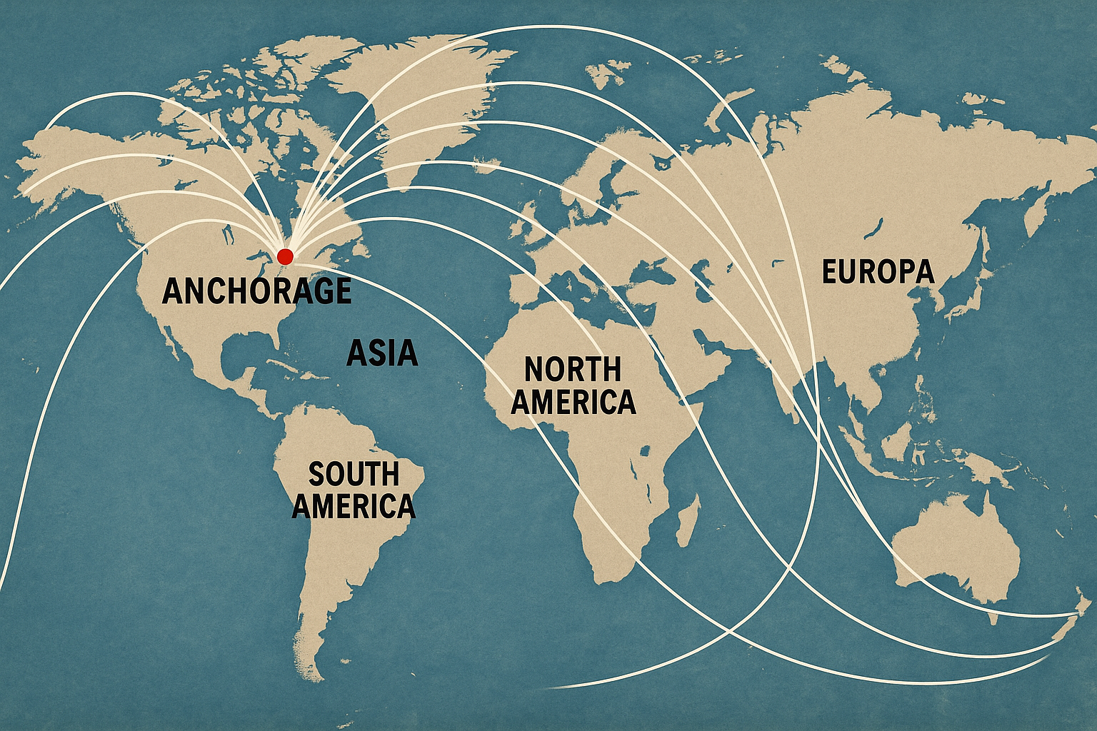 World Map Showing Anchorage's Strategic Position
