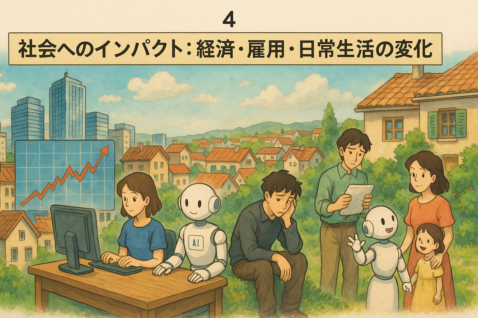 スライド4: 社会へのインパクト: 経済・雇用・日常生活の変化