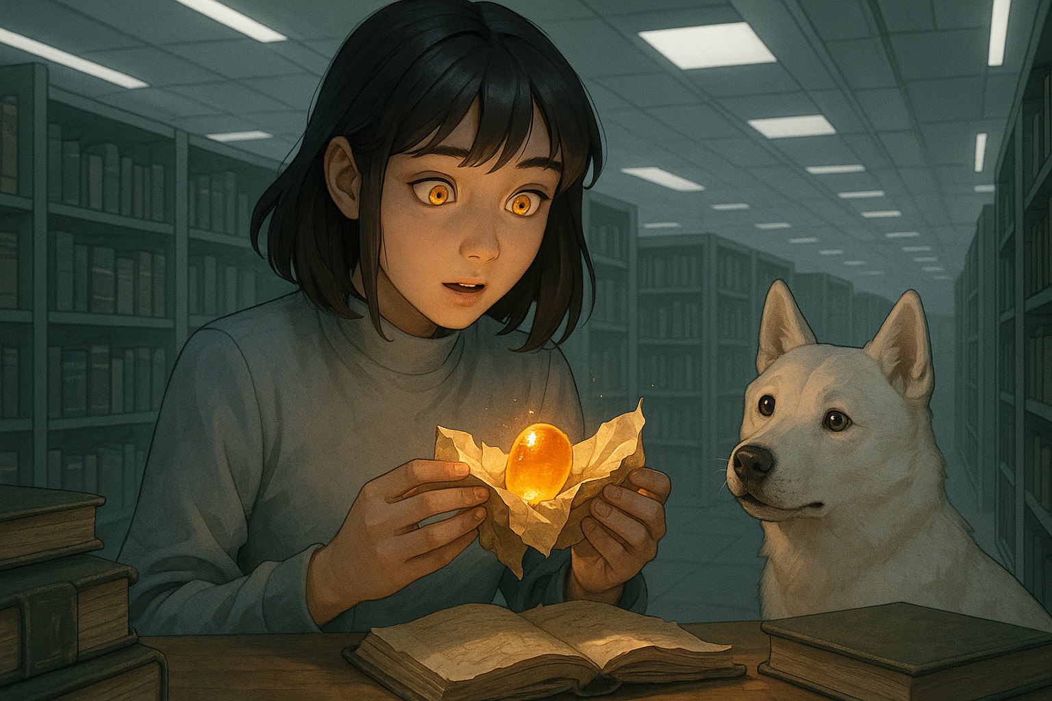 古書の間に隠された飴玉の発見