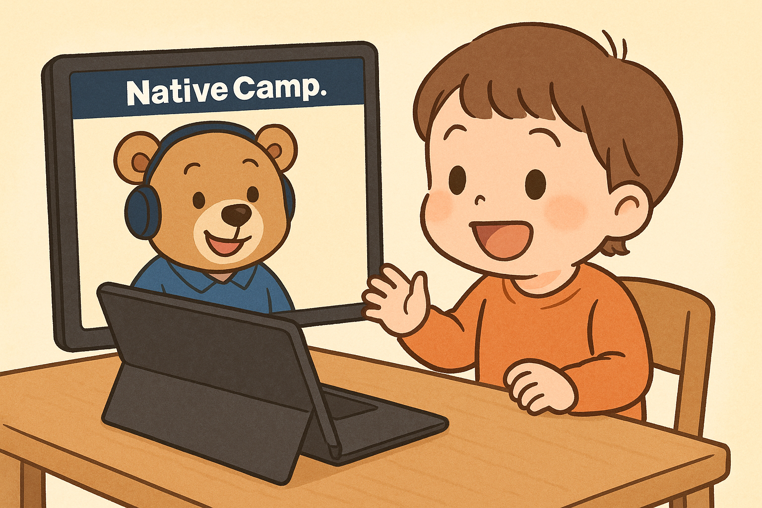 3歳からネイティブキャンプでオンライン英会話を学ぶ子ども