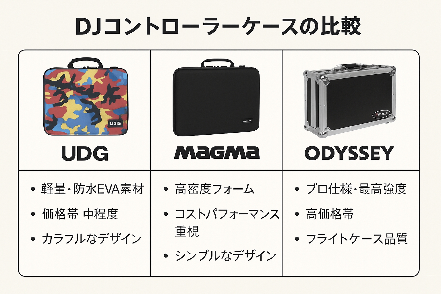 DJコントローラーケース3大メーカー比較