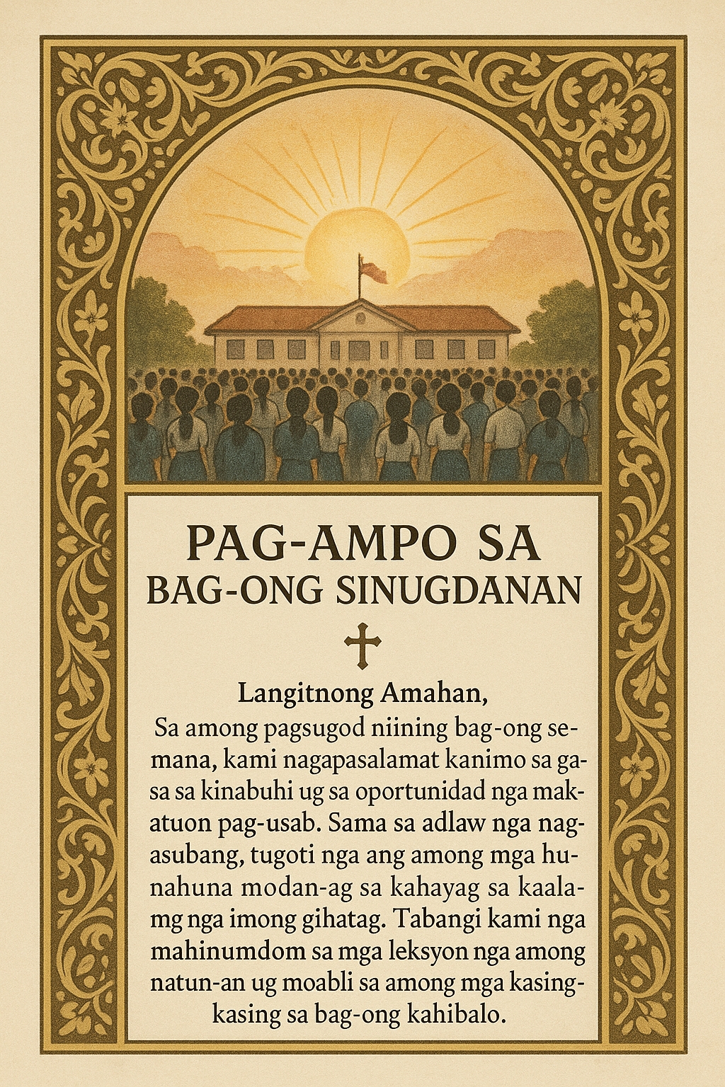 Pag-ampo sa Bag-ong Sinugdanan - Bisaya Prayer Card