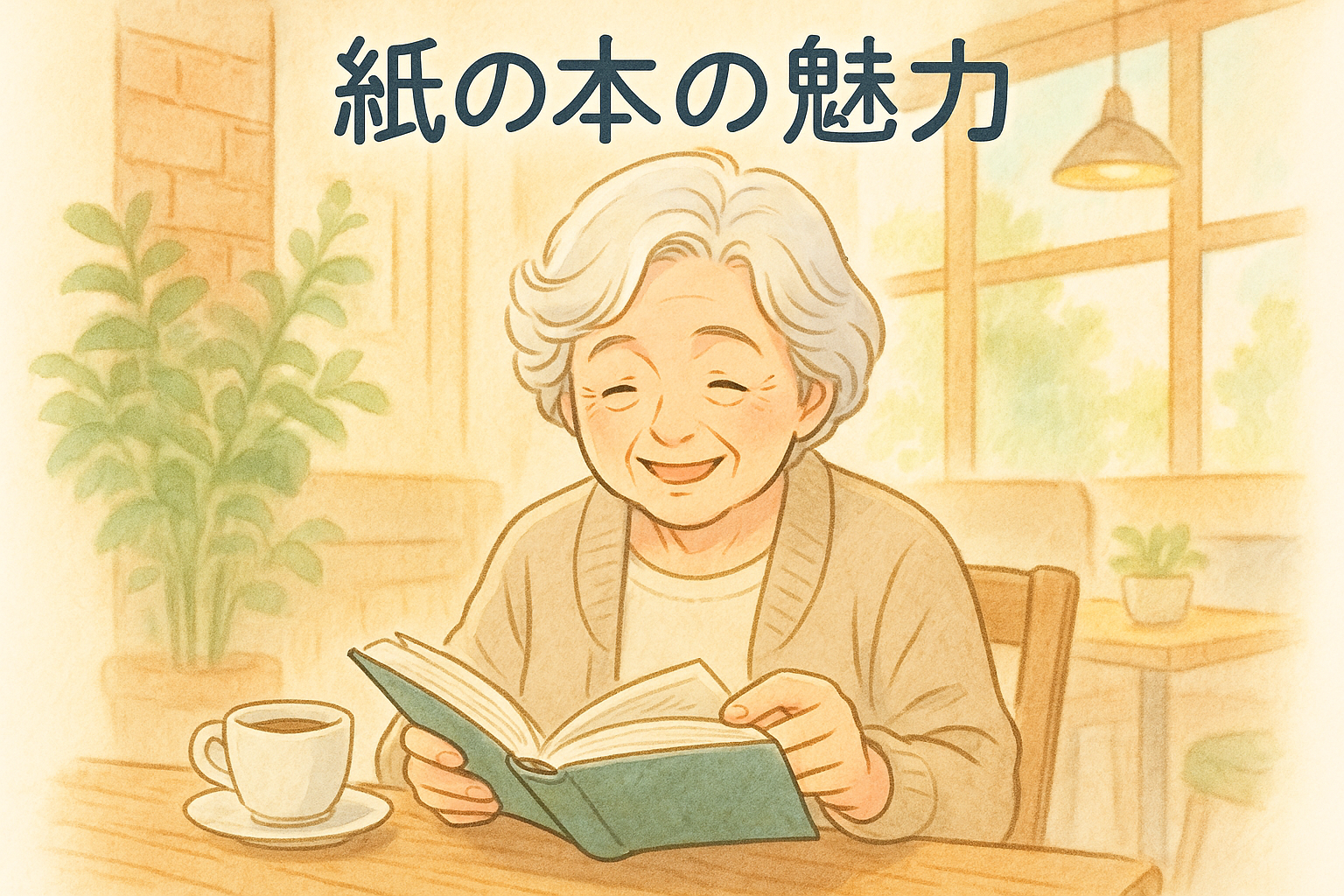 紙の本を楽しむシニア女性