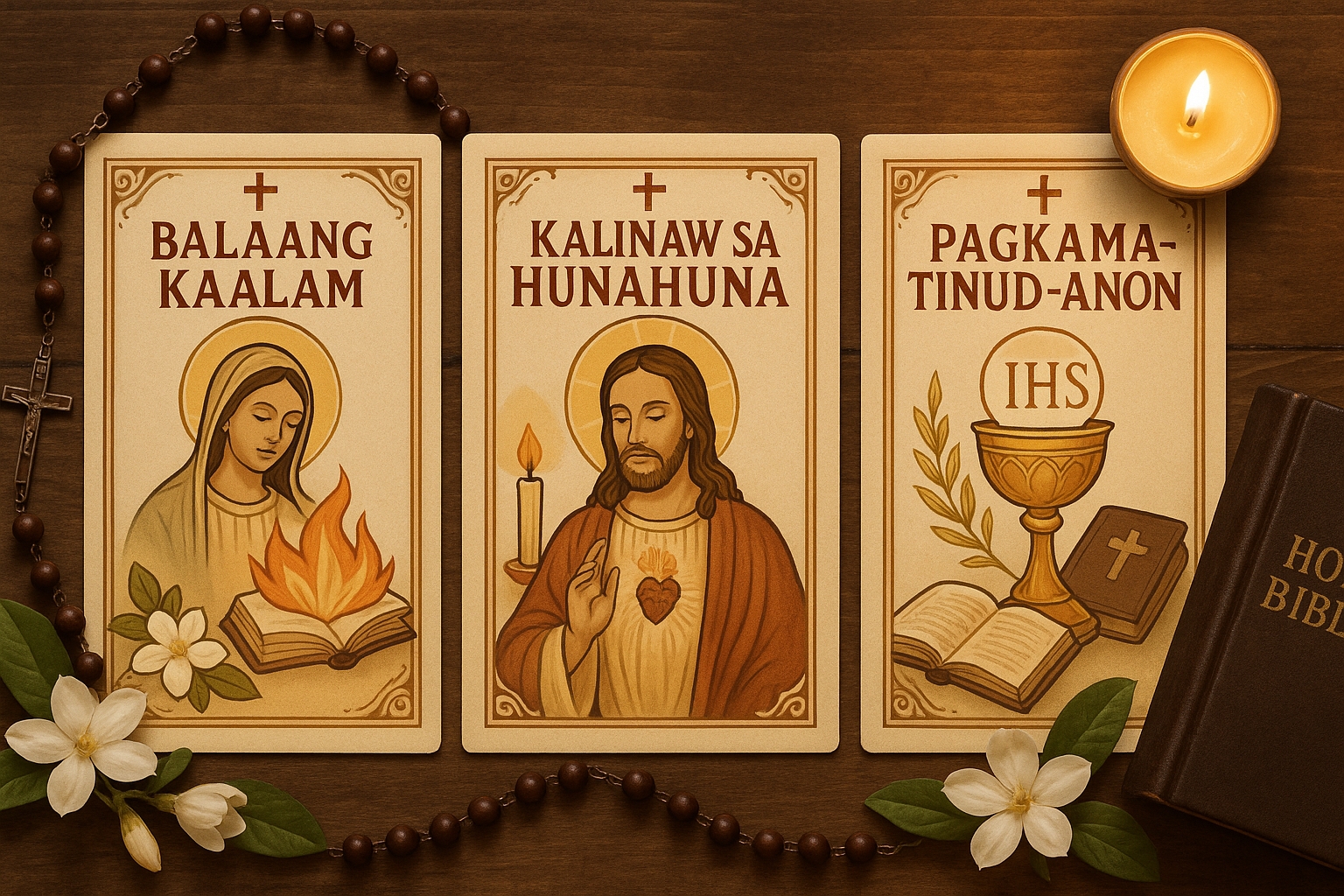 Collection of Bisaya prayer cards for spiritual growth