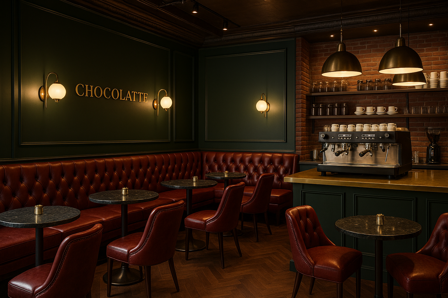 Interior sofisticado da ChocoLatte