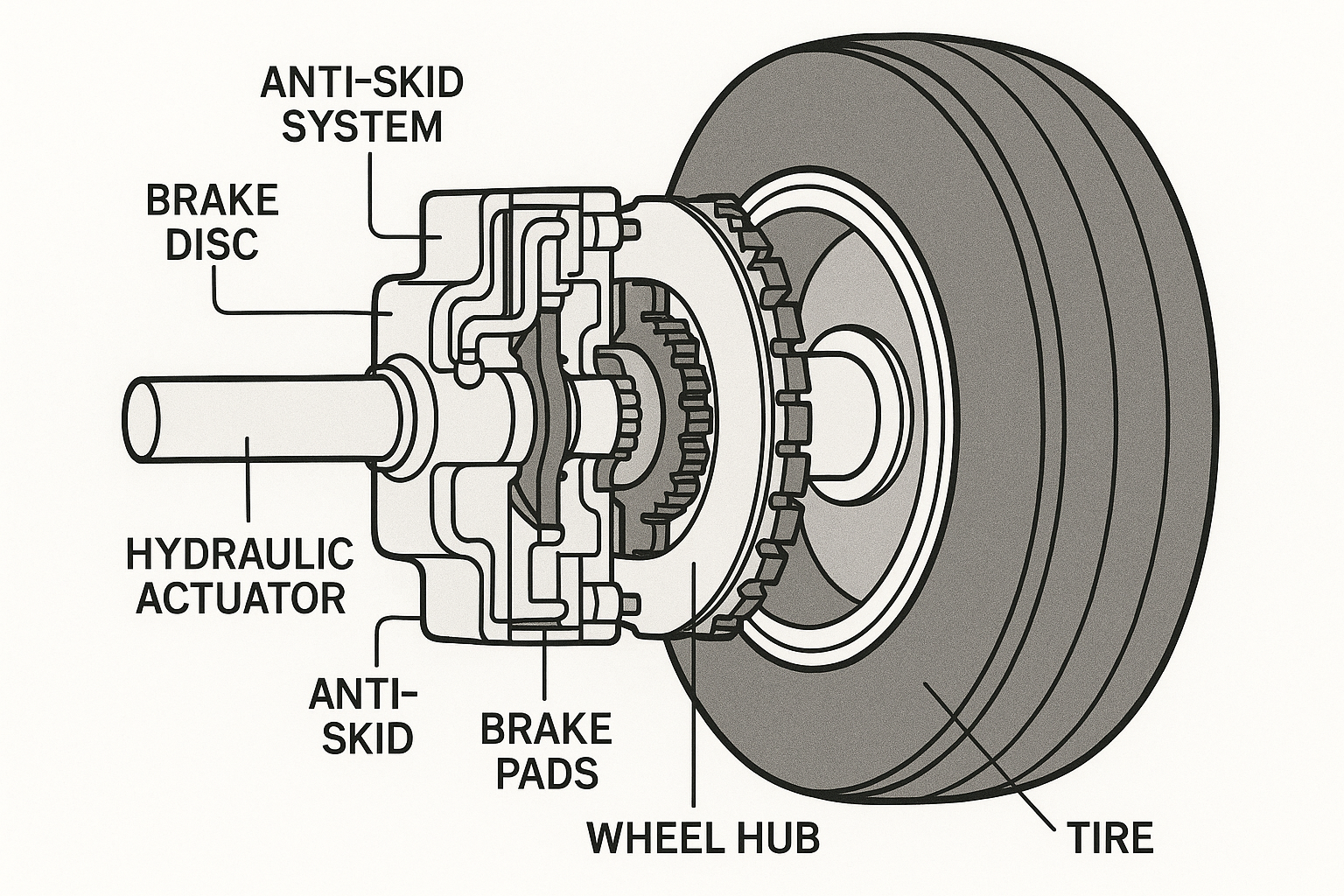 Aircraft Brake and Wheel Assembly Schematic