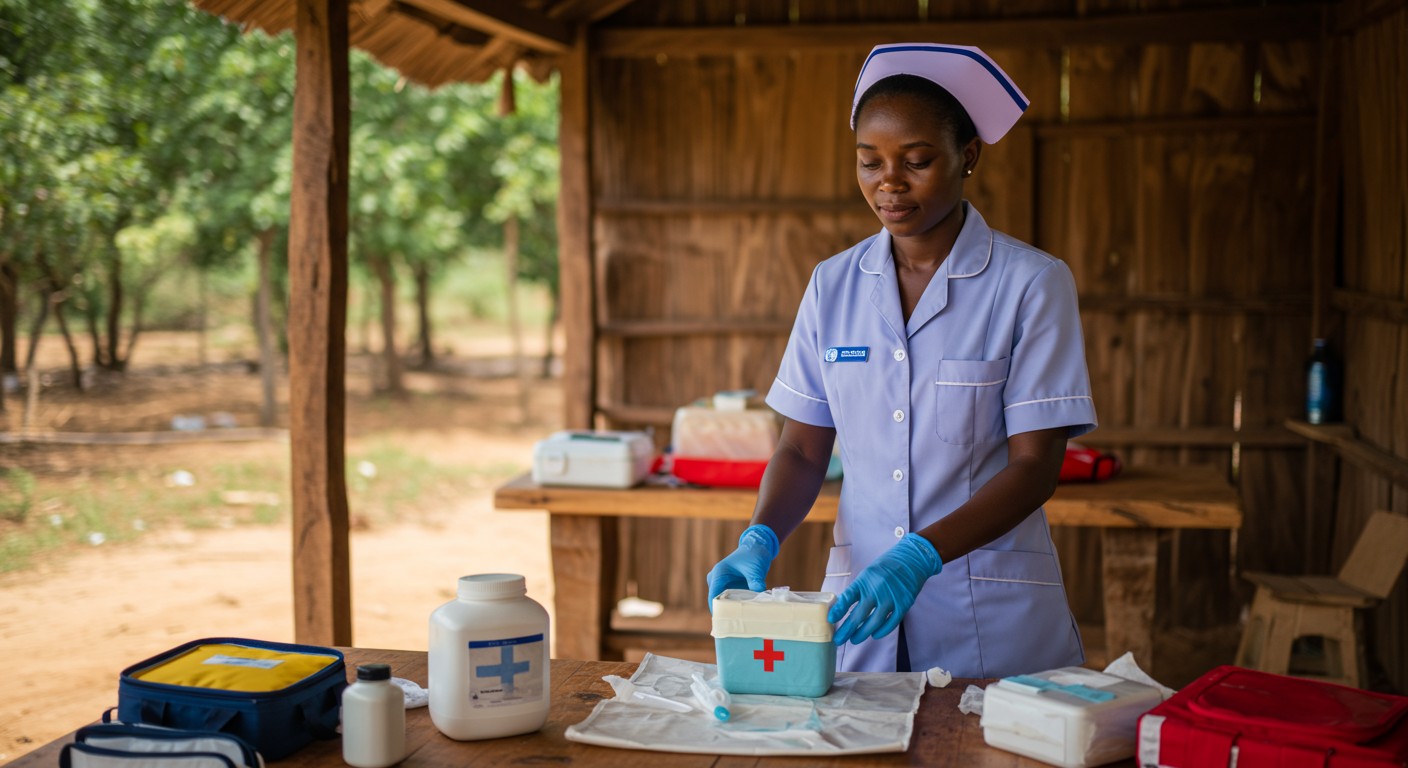 Community emergency management by a nurse providing first aid in a rural setting