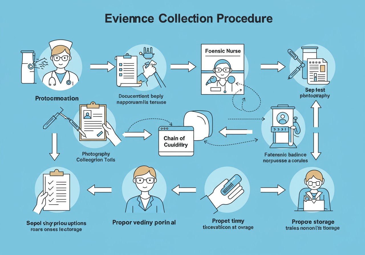 Evidence collection procedure by forensic nurse