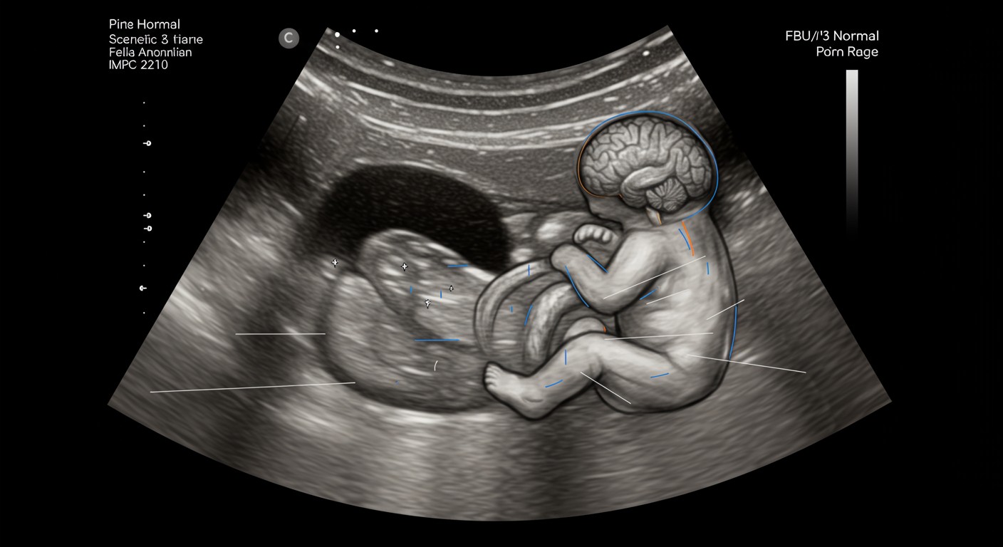 Anomaly screening ultrasound showing fetal structures