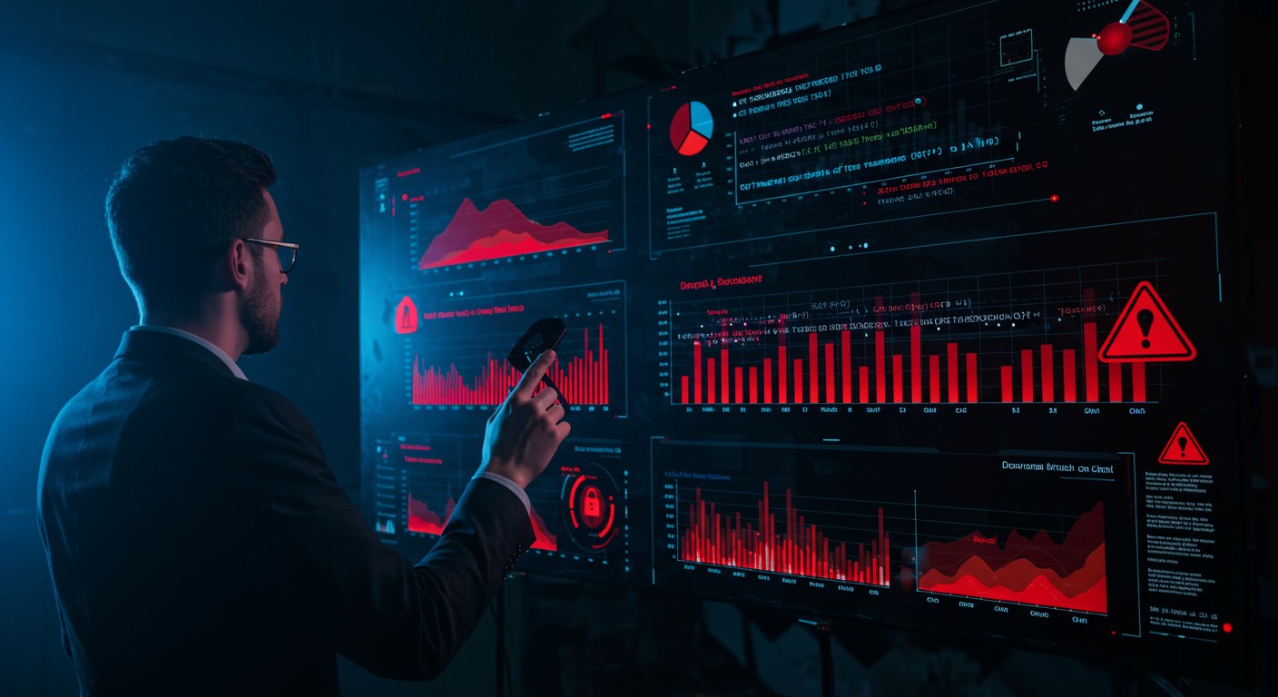 Panel digital mostrando estadísticas de amenazas de ransomware