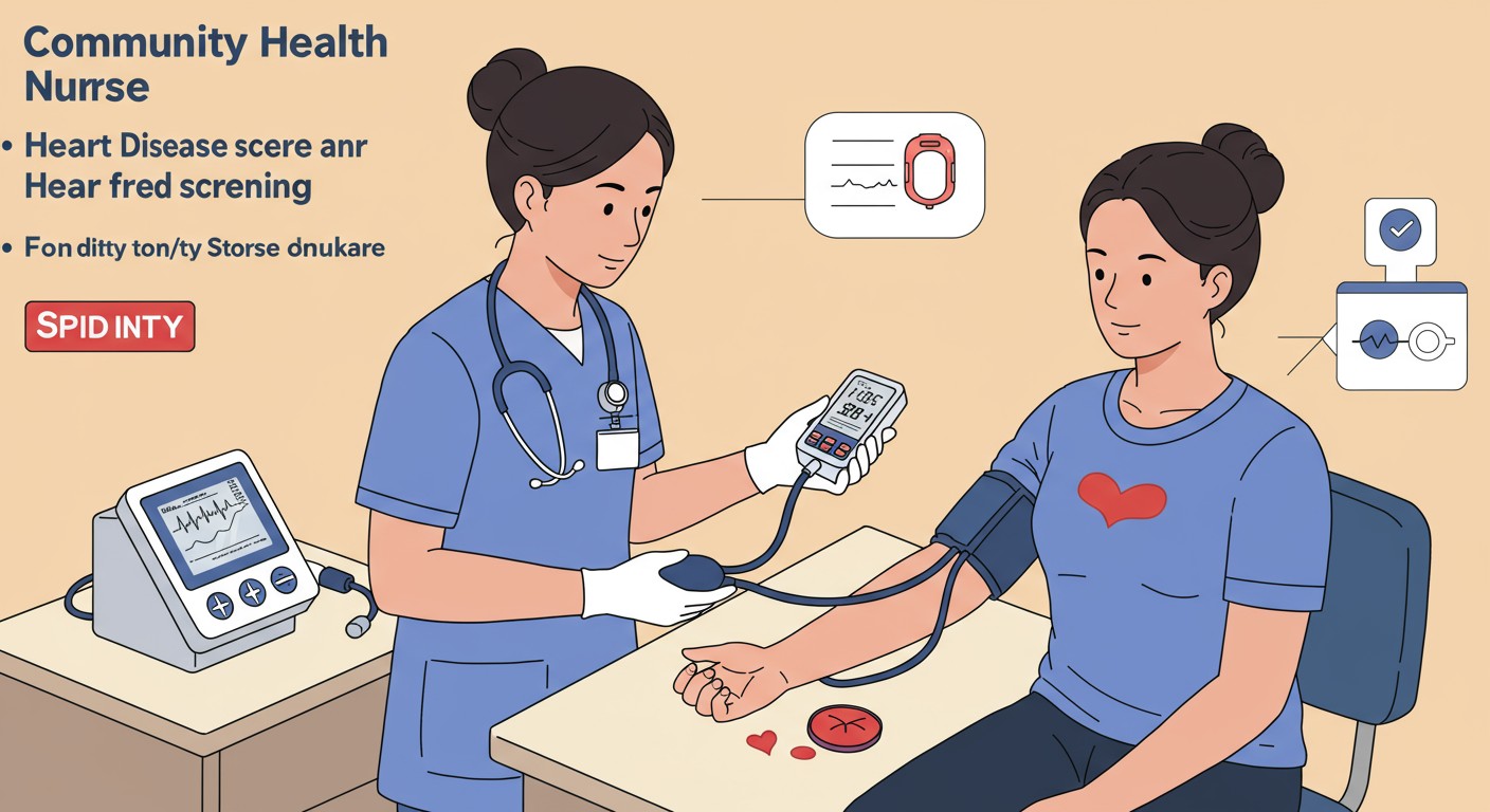 Community cardiac care nurse performing screening