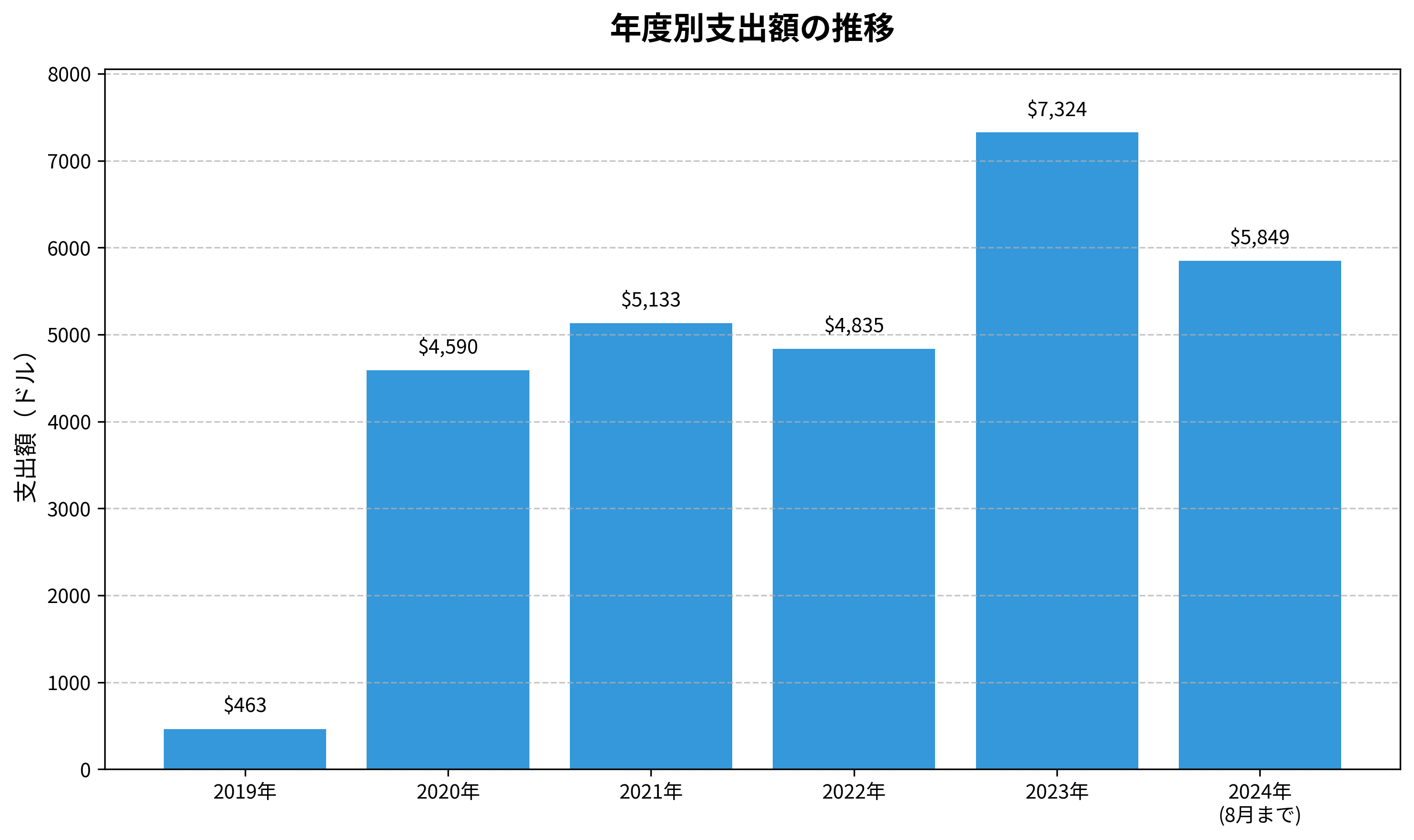 年度別Amazon支出額の推移 (2019-2024)