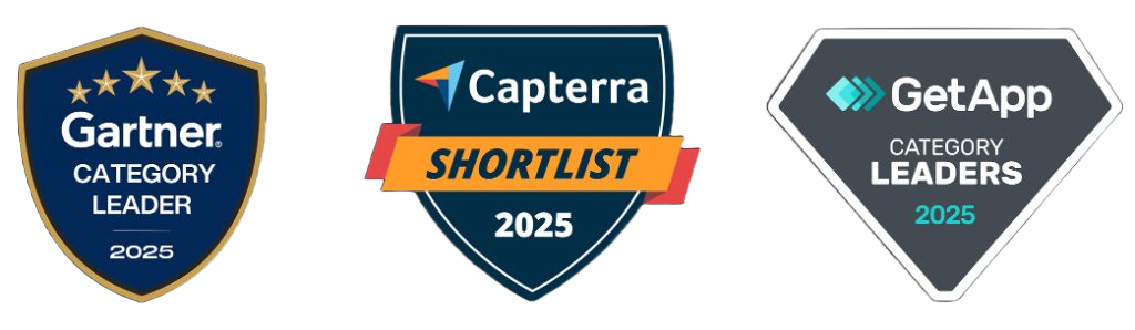 Gartner Category Leader 2025, Capterra Shortlist 2025, GetApp Category Leaders 2025