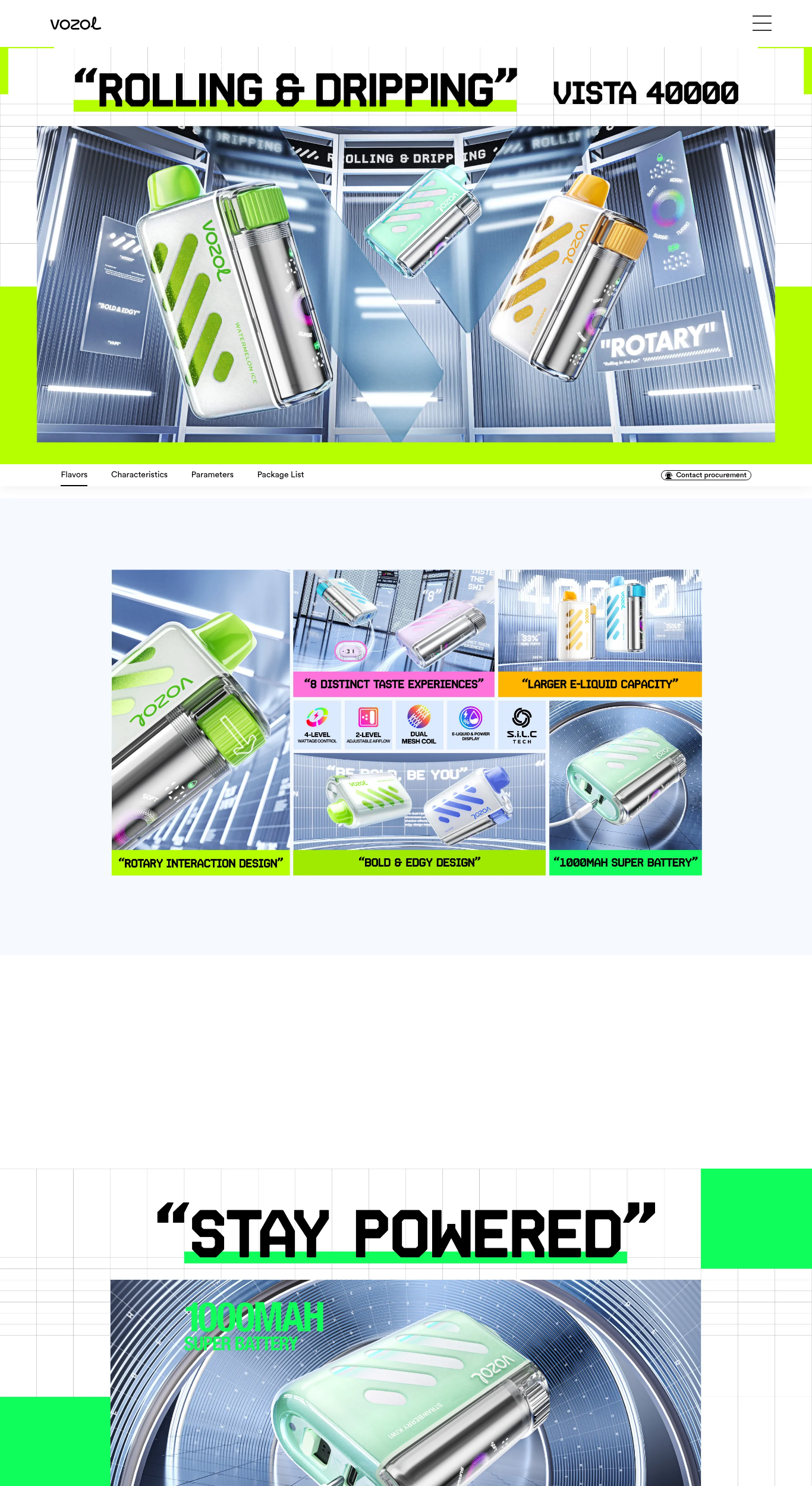 Capture page produit officielle VOZOL Vista 40000