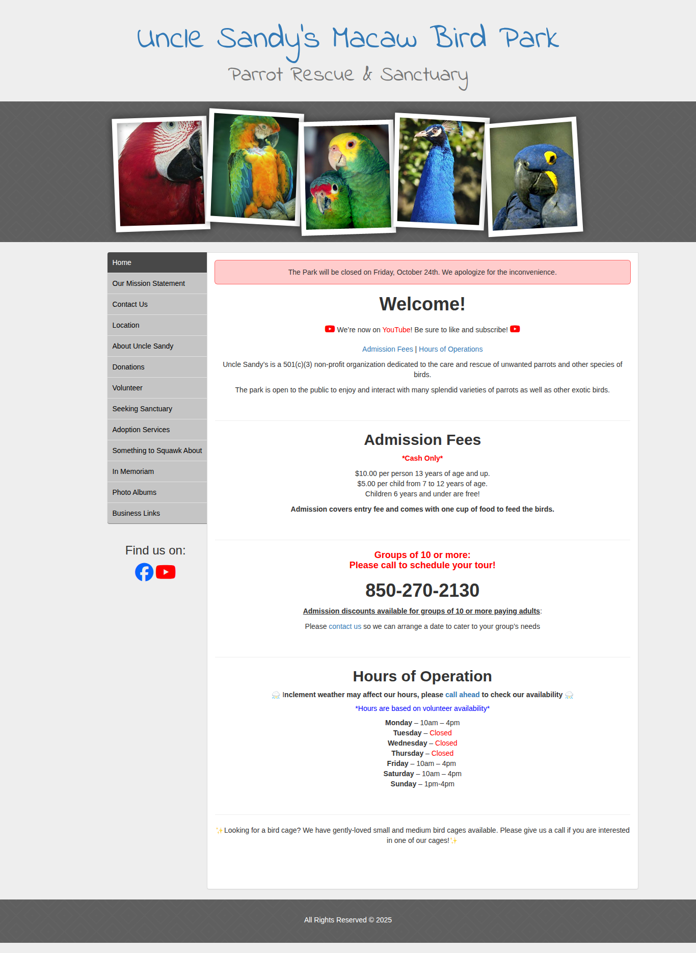 Screenshot of Uncle Sandy's Macaw Bird Park