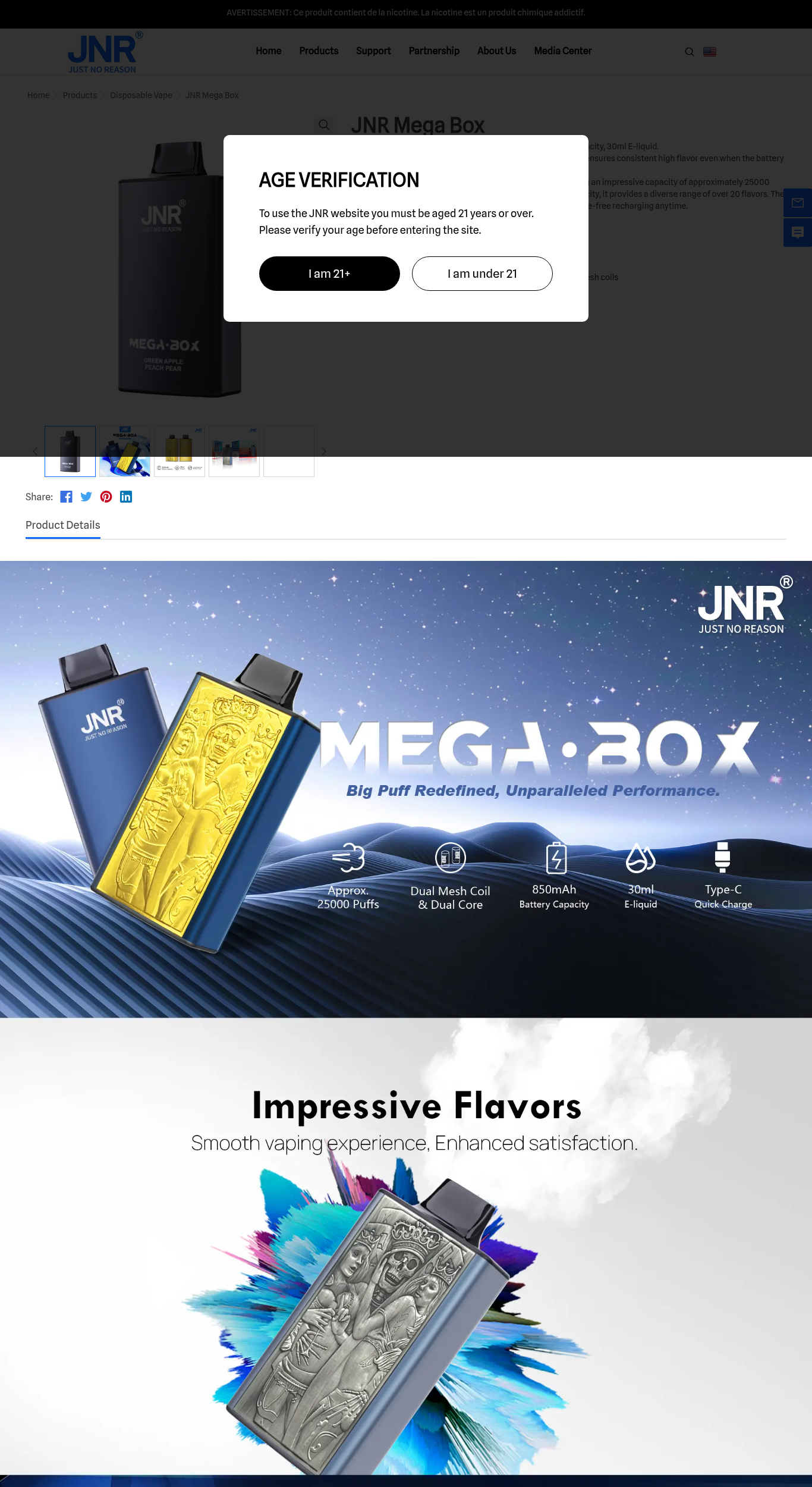 Capture de la page JNR Mega Box 25K