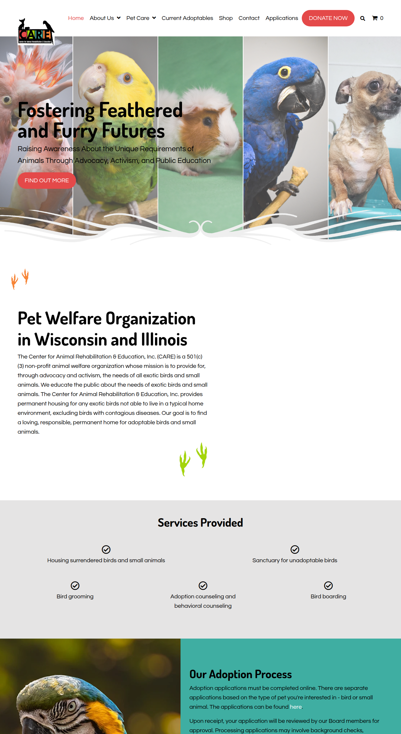 Screenshot of Center for Animal Rehabilitation and Care