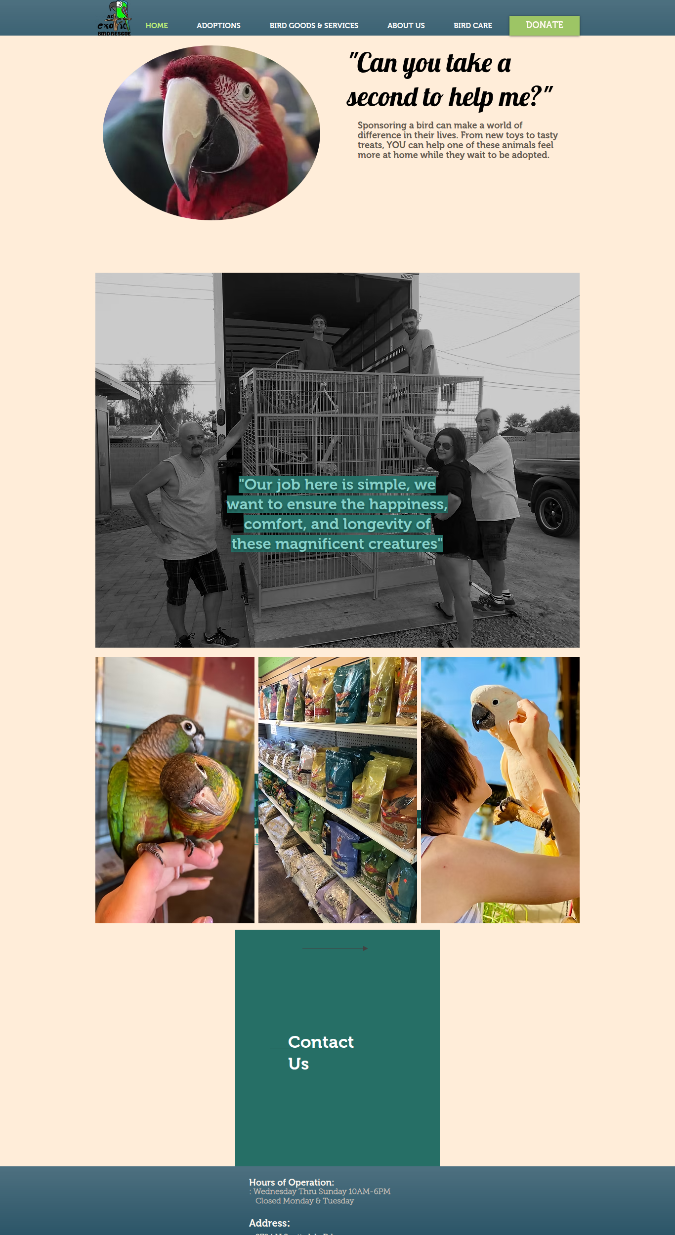 Screenshot of AZ Exotic Bird Rescue