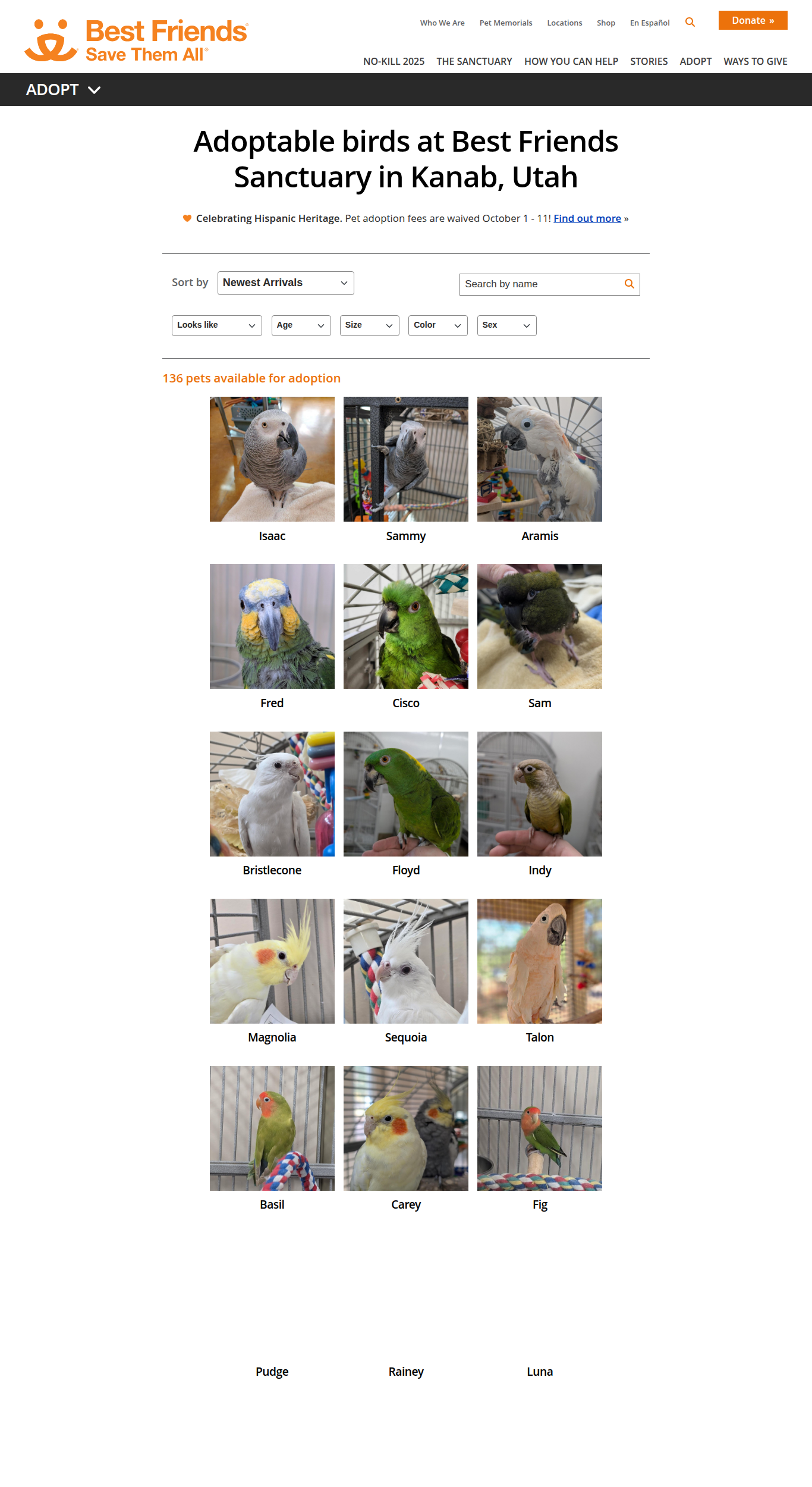 Screenshot of Best Friends Animal Sanctuary