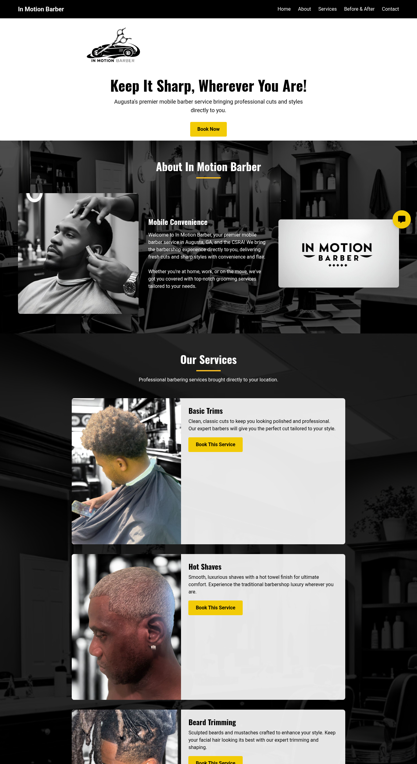 In Motion Barber Website