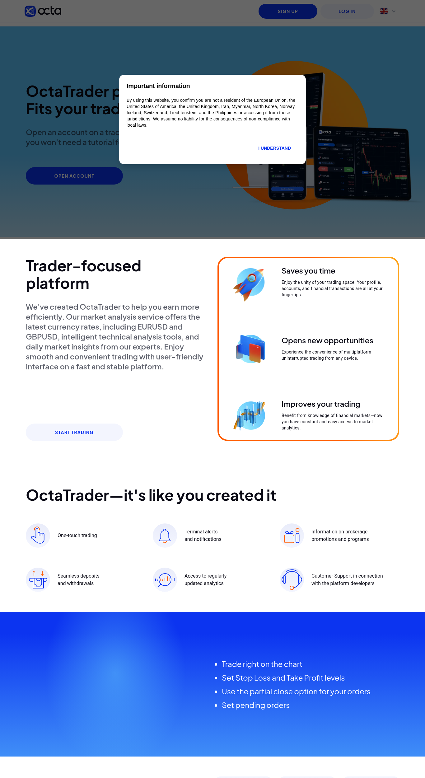 OctaTrader Platform Interface