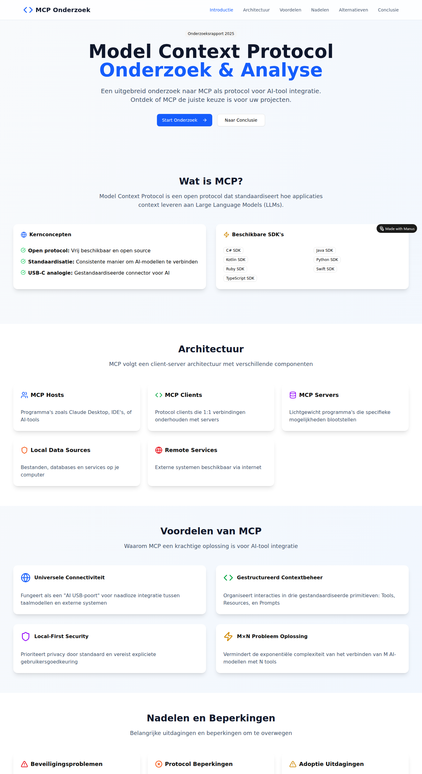 Model Context Protocol Onderzoek Dashboard