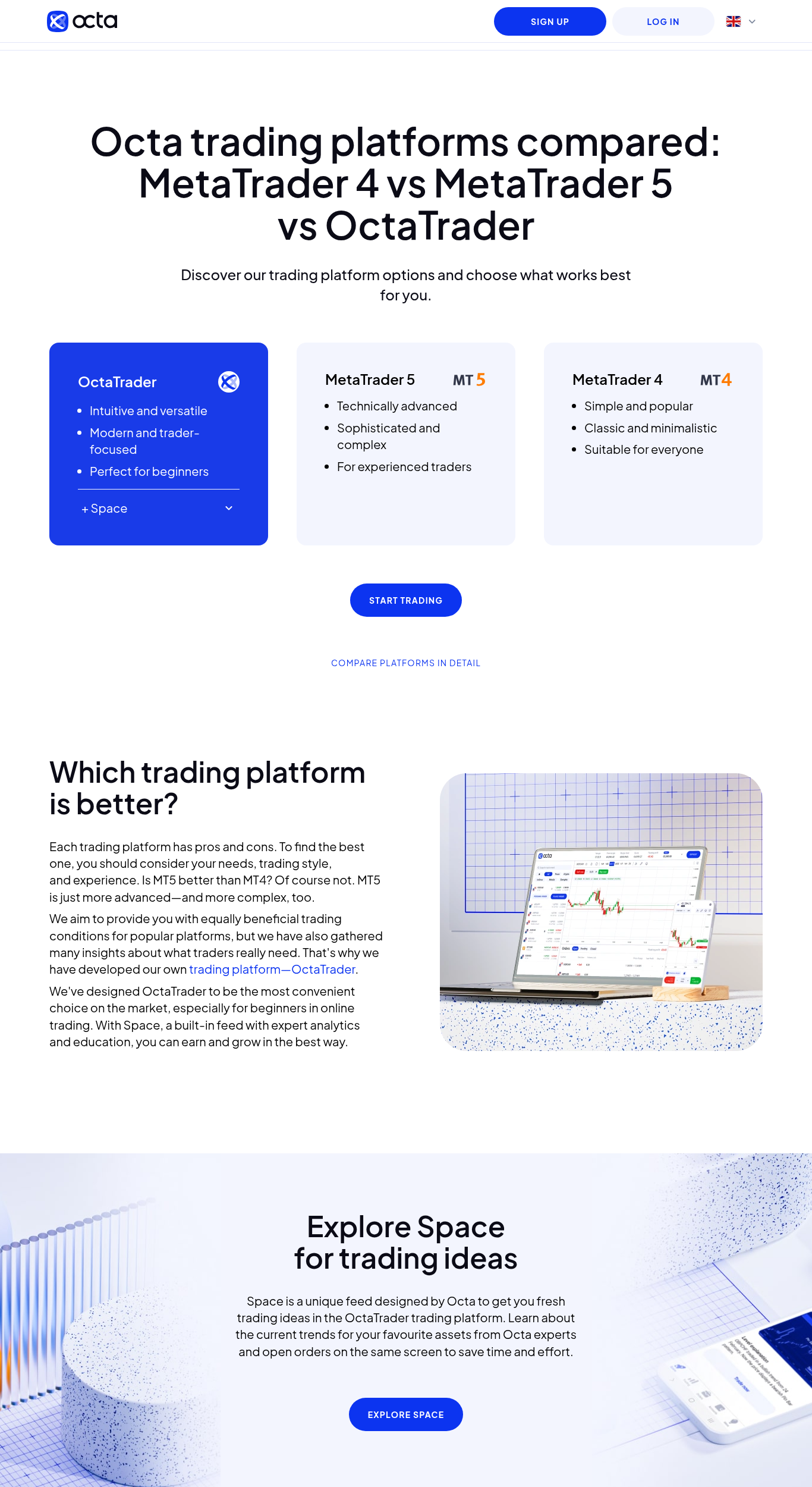 OctaFX Trading Platforms Comparison