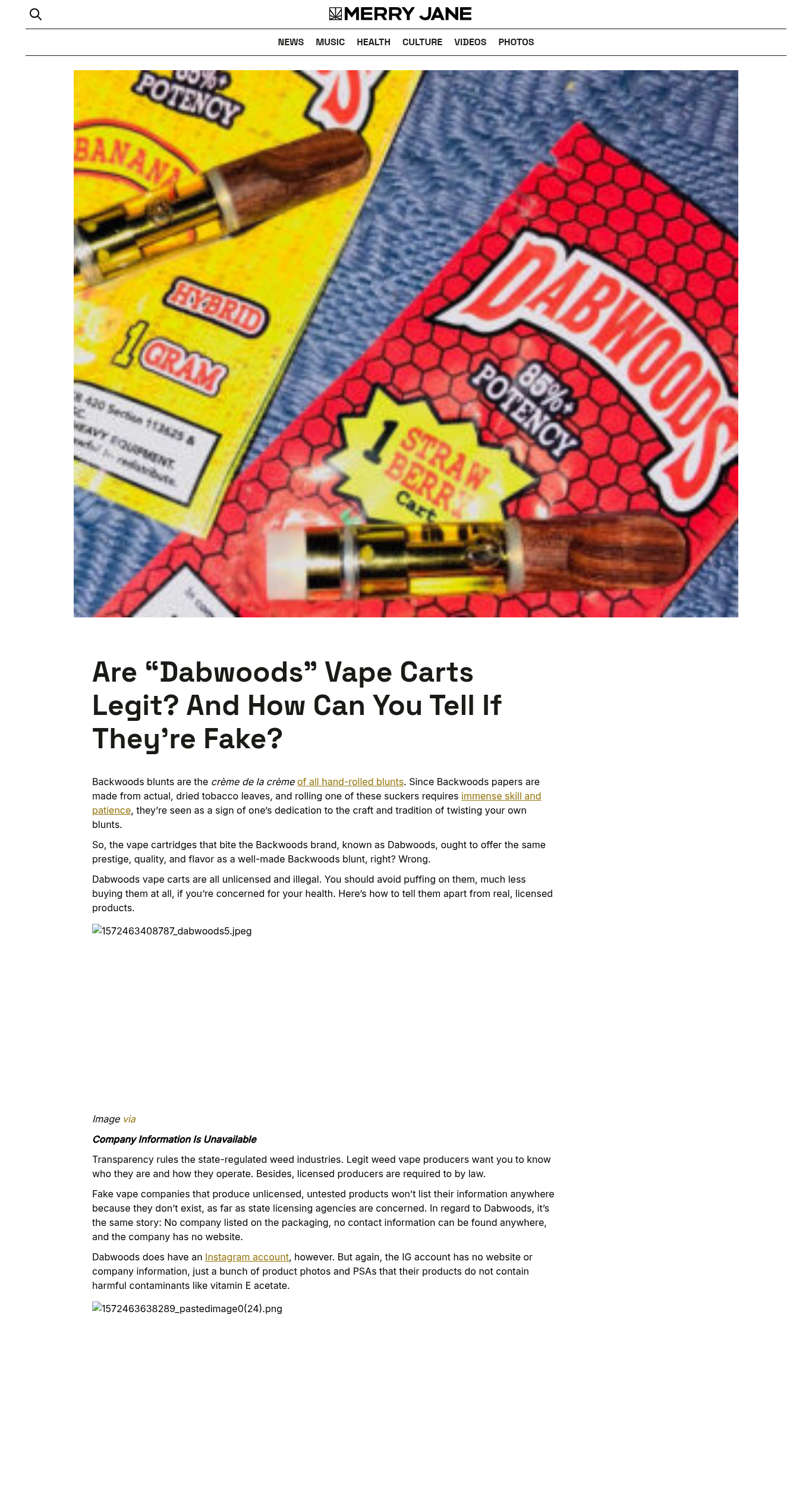 Merry Jane article about Dabwoods legitimacy