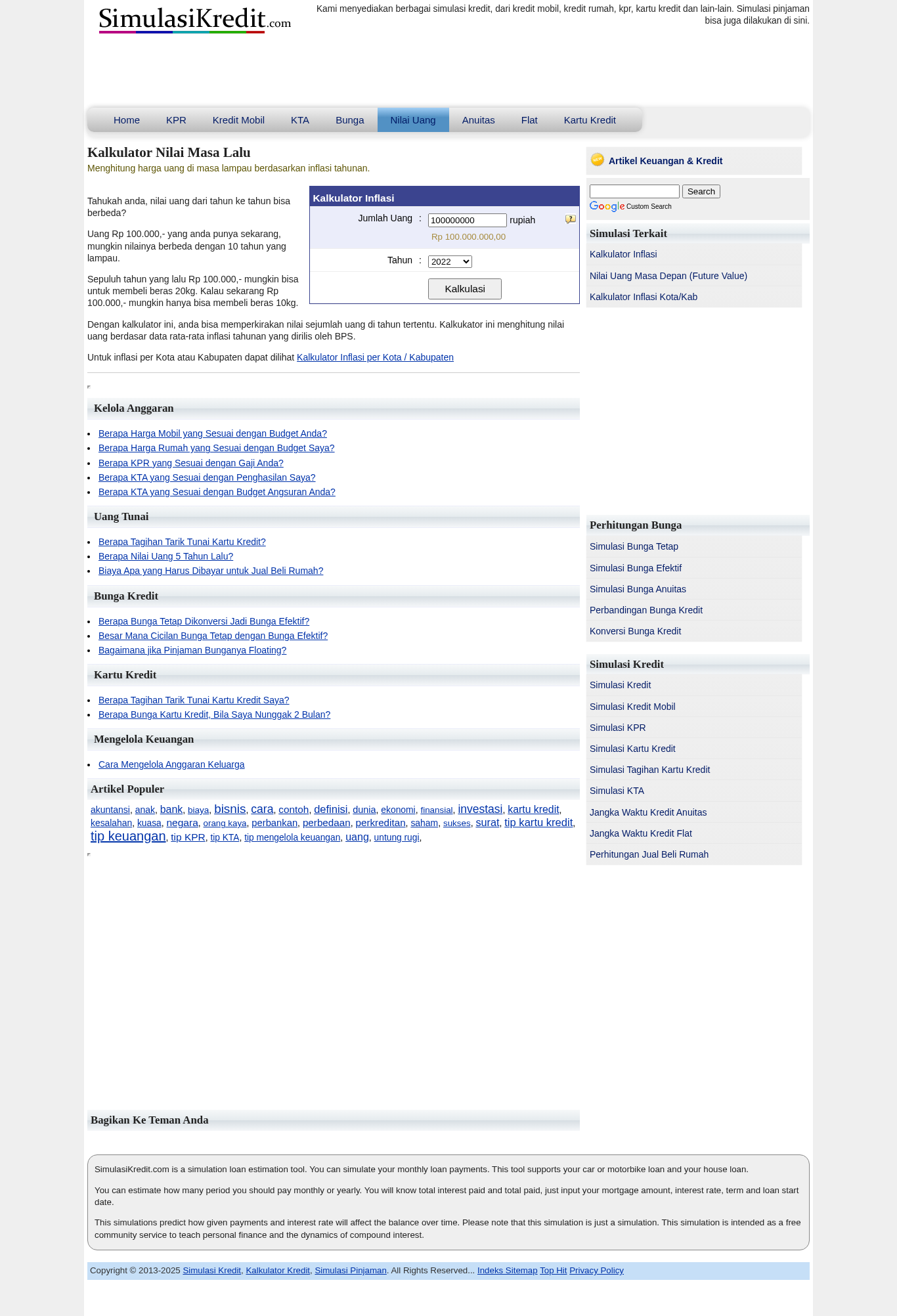 Screenshot SimulasiKredit.com Kalkulator Inflasi
